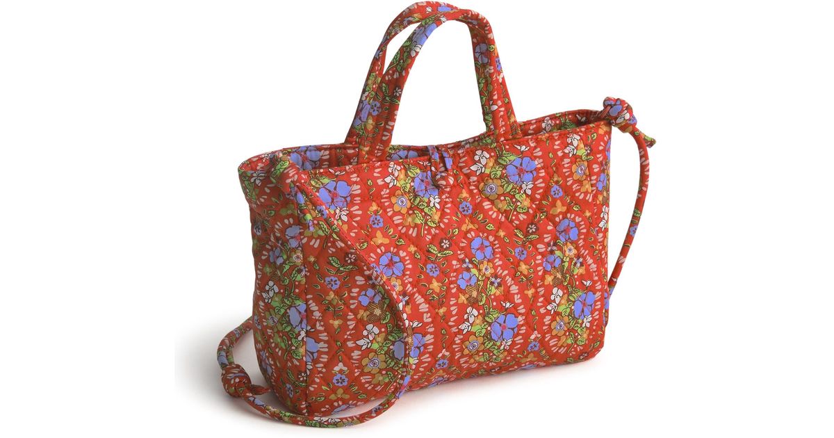 Vera Bradley Premium Cotton Mini Hathaway Tote in Red | Lyst