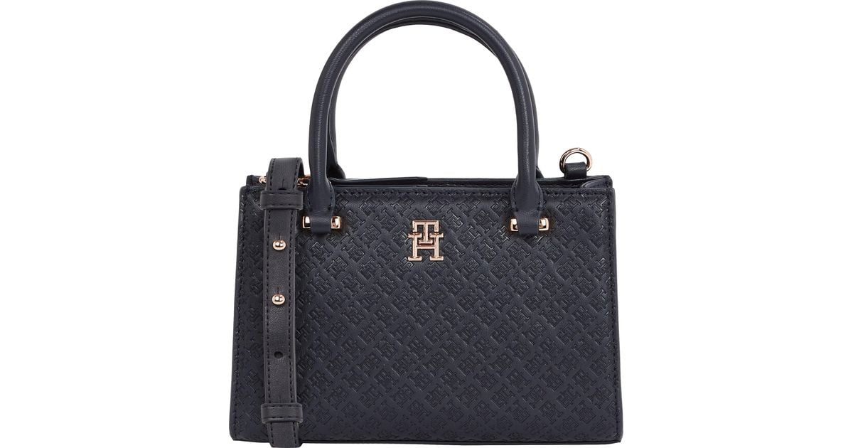 Tommy Hilfiger Monogram Mini Tote Bag With Removable Crossbody