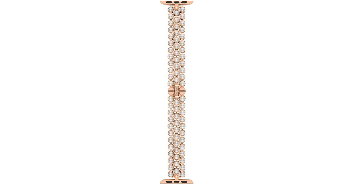 Kate Spade Rose Goldtone Stainless Steel Ip And White Faux Pearls Band