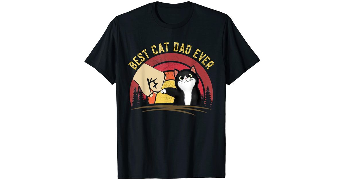 Caterpillar Father's Day 2023 Black Cat Dad Tee For Funny Cat Daddy T