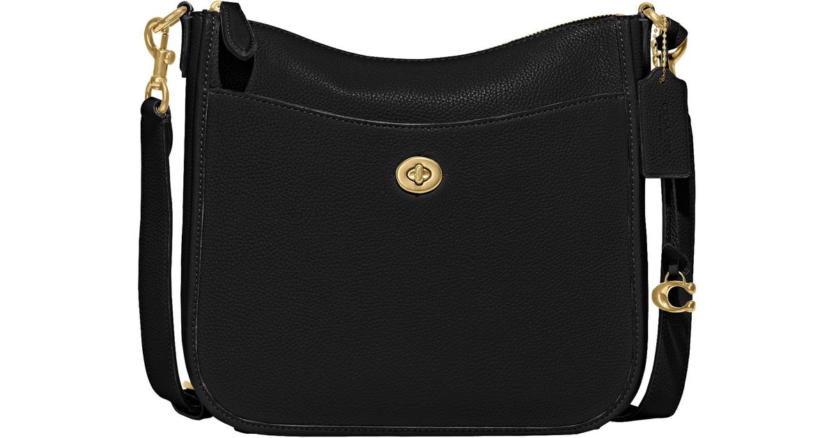 COACH Polished Pebble Leather Chaise Crossbody Black One Size Lyst