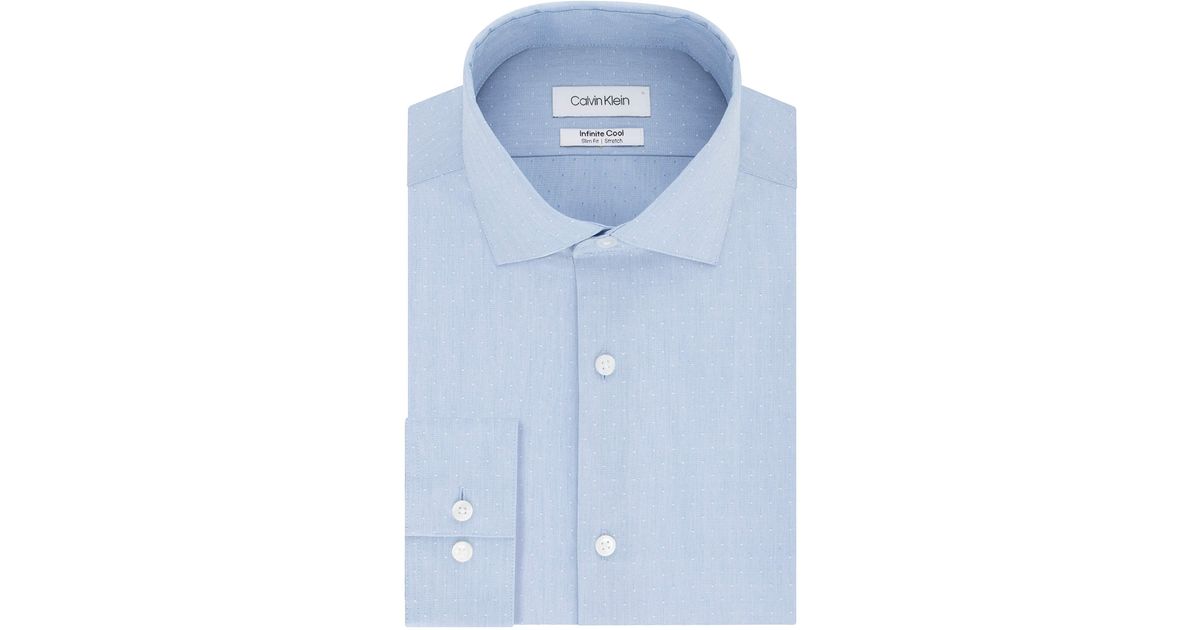 Calvin Klein Dress Shirt Non Iron Slim Fit Stretch Infinite Cool Solid in  Blue for Men | Lyst