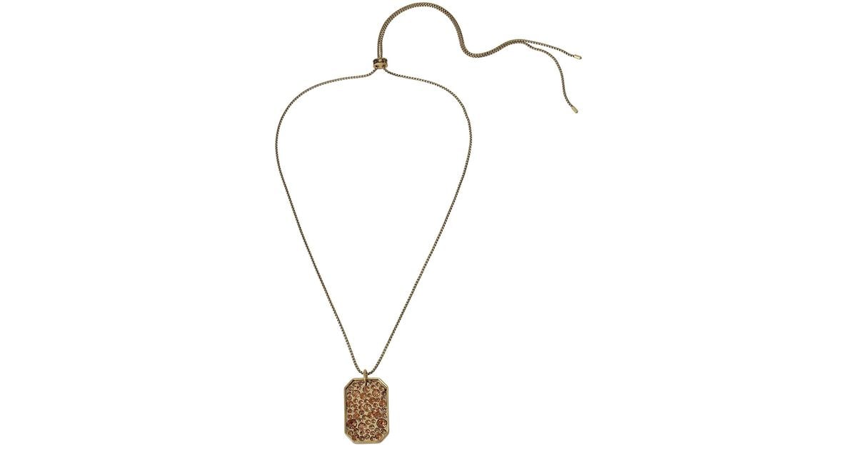 Steve Madden Stone Id Tag Pendant Slider Necklace in Metallic for Men | Lyst