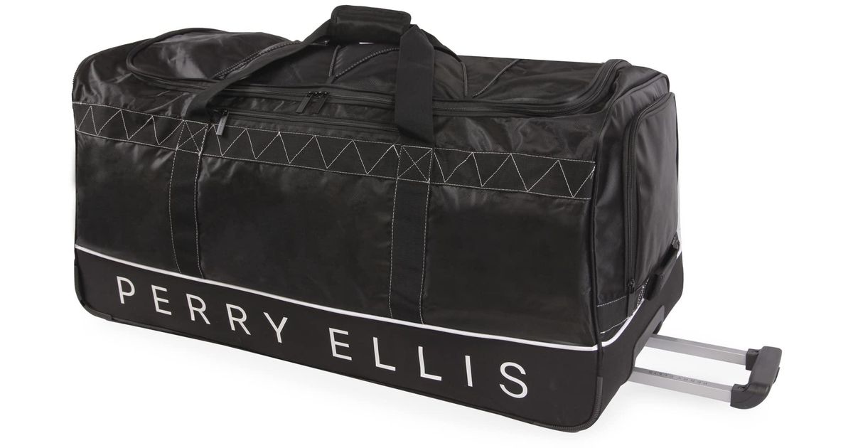 Perry Ellis Synthetic Extra Large 35" Rolling Duffel Baga335 in Black