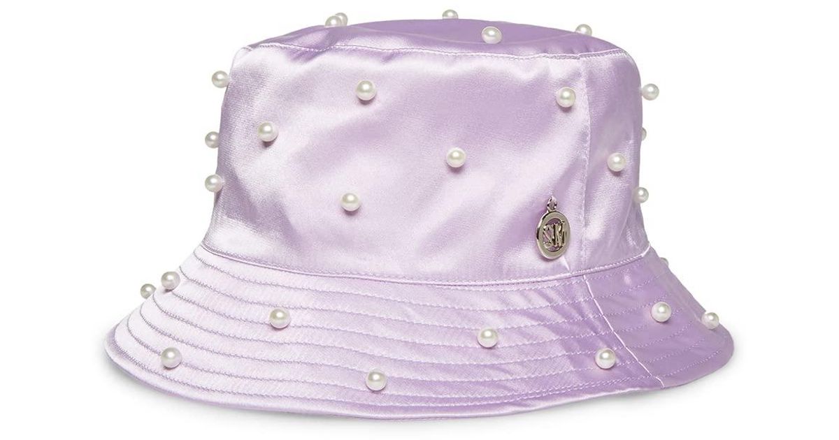 Steve Madden Satin Bucket Hat W/pearls in Purple Lyst