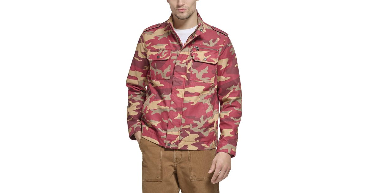 Levi's Washed Cotton Military Jacket in Red for Men Lyst