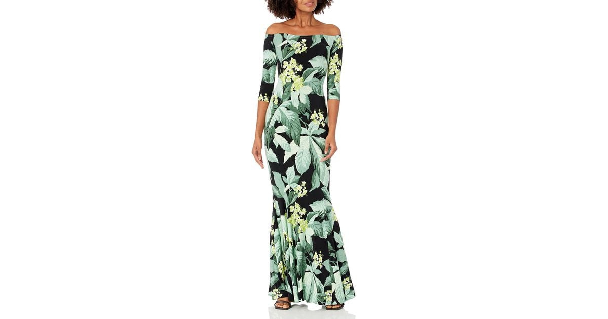 norma kamali off shoulder fishtail gown