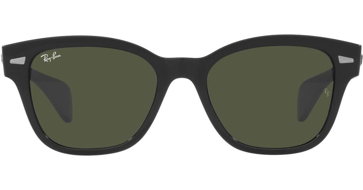 RayBan Rb0880sf Low Bridge Fit Square Sunglasses in Black/Green (Green