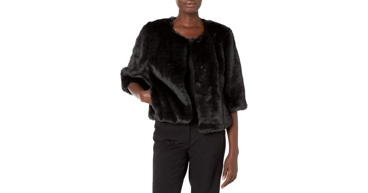 Calvin Klein Faux-fur Shrug in Black | Lyst