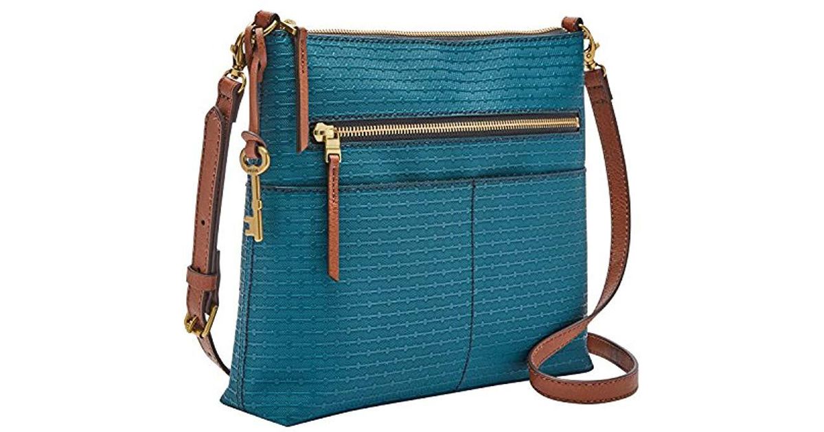 Fossil Fiona Large Crossbody Bag in Blue | Lyst