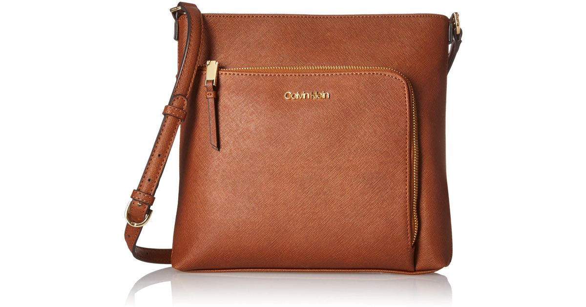 calvin klein hudson saffiano leather satchel