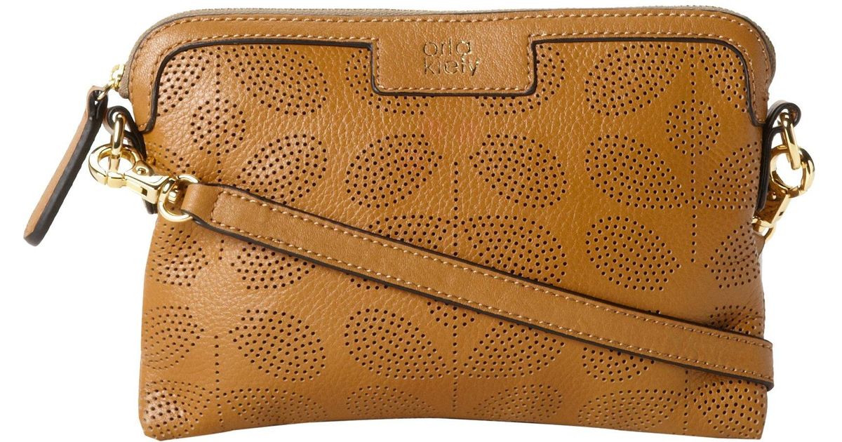 Orla Kiely Sixties Stem Punched Leather Poppy Bag in Black Lyst