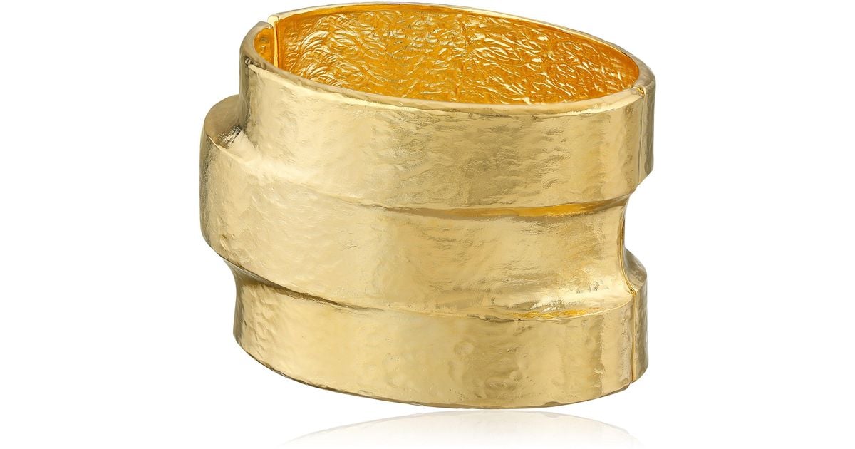Kenneth Jay Lane Polished Gold-Plated Teardrop Bangle Bracelet 