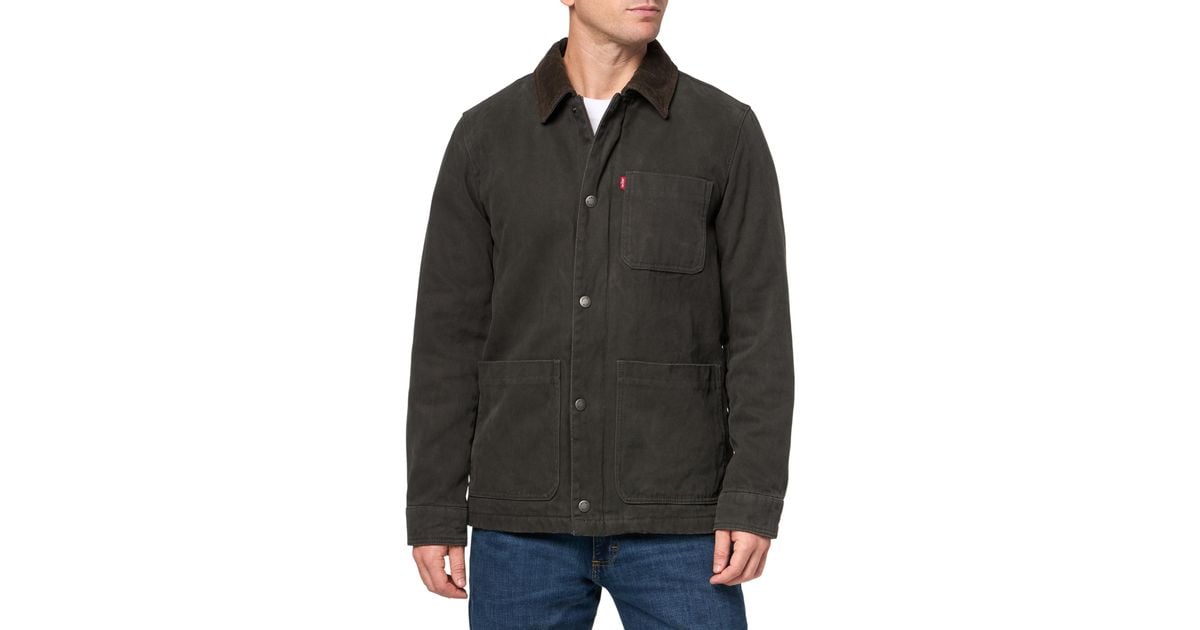 Levi's Cotton Canvas Chore Coat Jacket in Black for Men Lyst UK