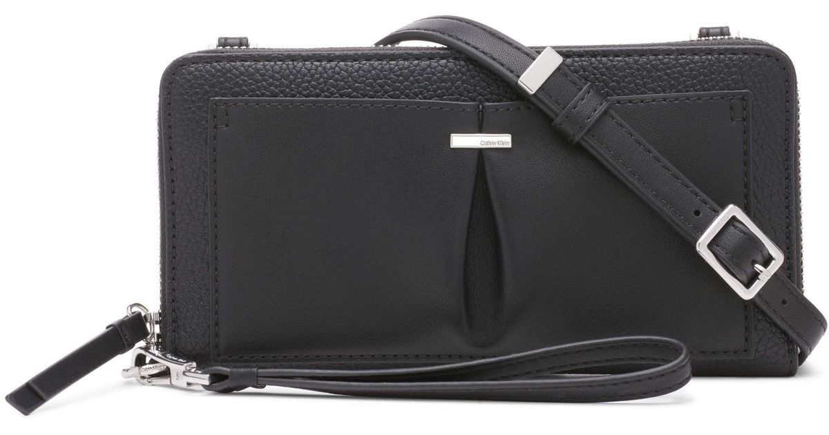 Calvin Klein Nickel Organizational Wallet On A String Crossbody in