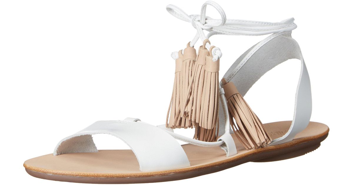 Loeffler Randall Leather Saffron-vacn Flat Sandal in White - Lyst
