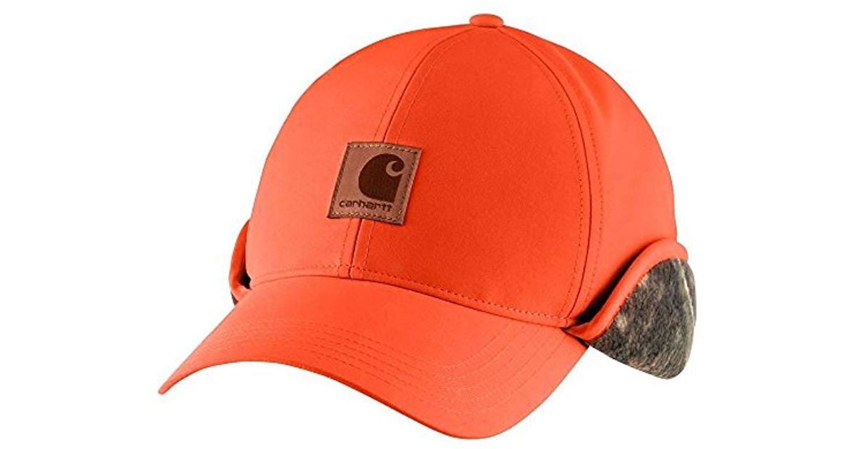 Carhartt Ear Flap Hunting Cap in Orange for Men | Lyst