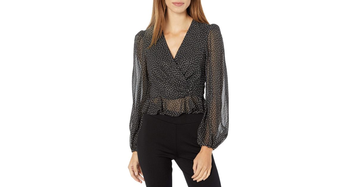Jill Jill Stuart Womens Wrap Top Foil Printed Chiffon