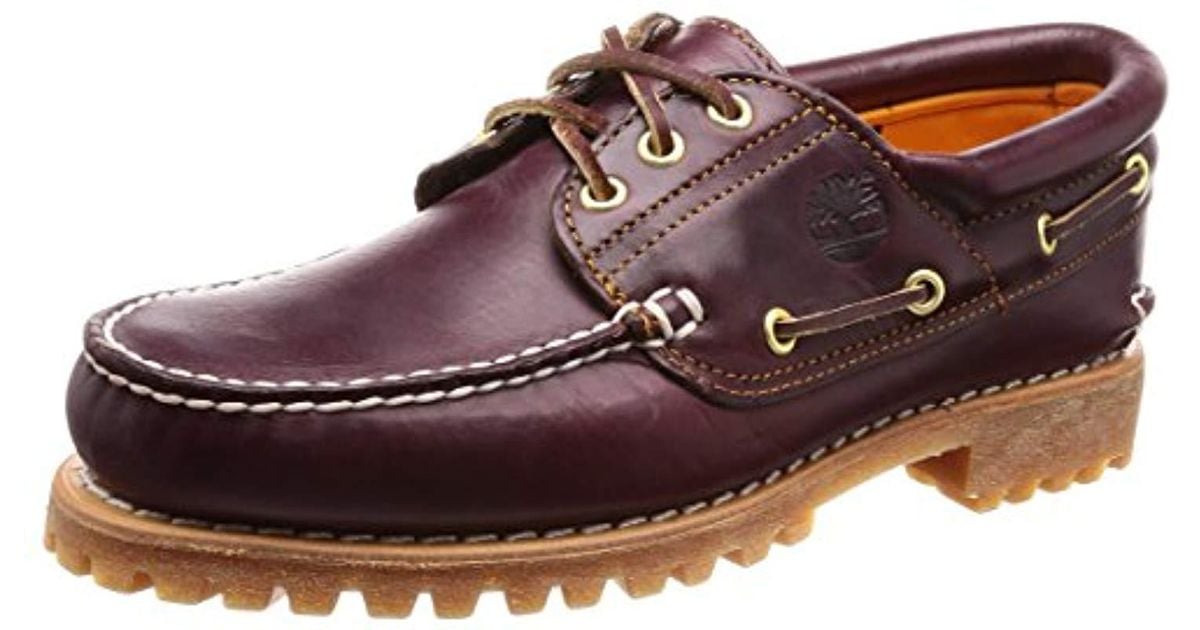 timberland 3 eye classic lug boat shoe brown leather