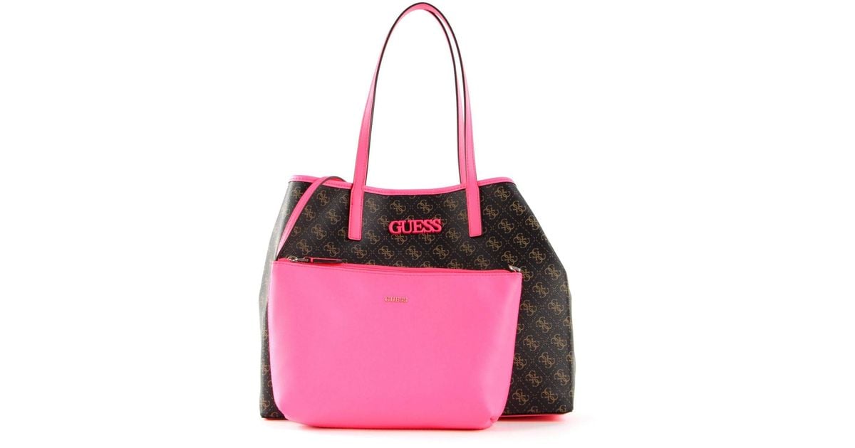 Guess Vikky Large Tote Brown/Neon Pink | Lyst DE