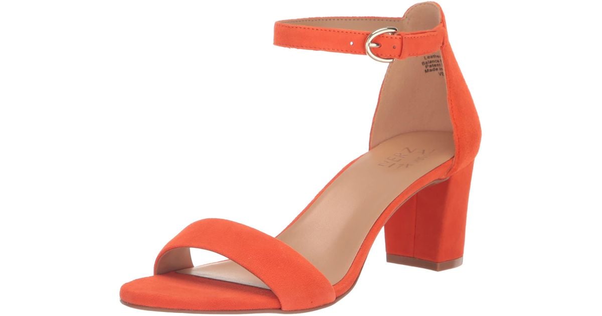 Naturalizer S Vera Ankle Strap Block Heel Dress Sandal,orange Suede,6m
