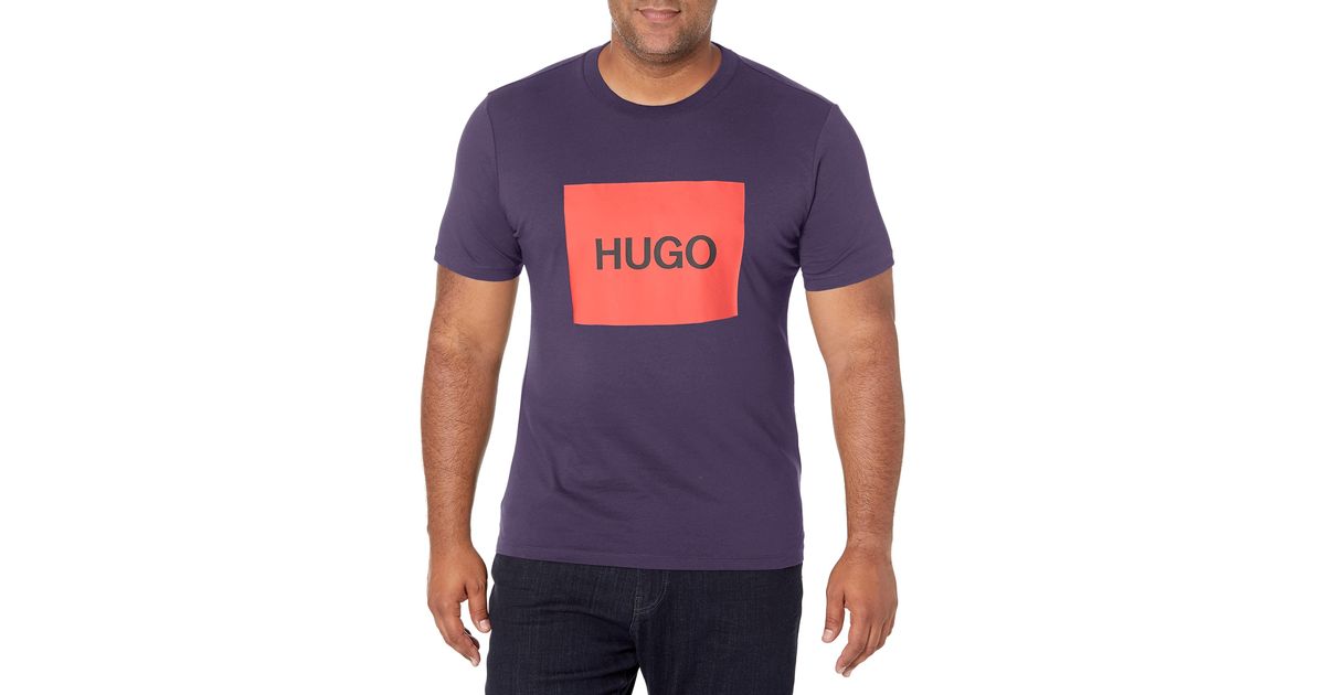 HUGO Boss Dolive Crew Neck Logo Box Jersey T-shirt in Blue for Men | Lyst UK