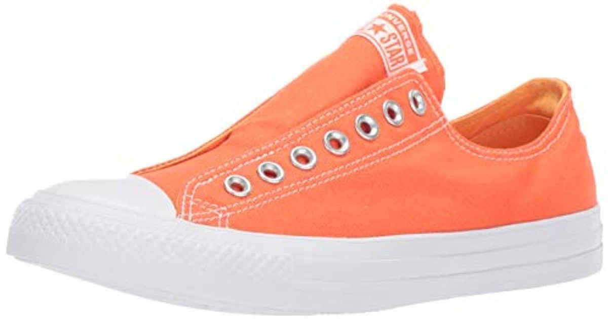 Converse Canvas Unisex Chuck Taylor All Star Slip On Sneaker in Orange - Lyst