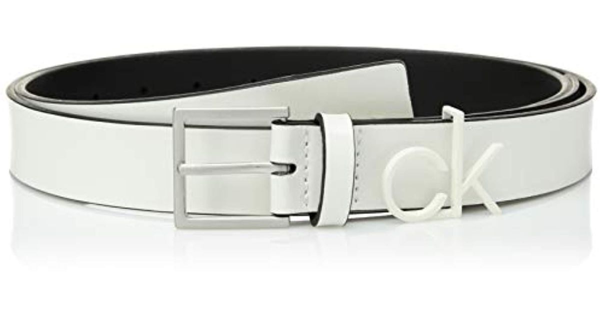 Calvin Klein Leather Belt in White/Brushed Nickel (White) - Lyst