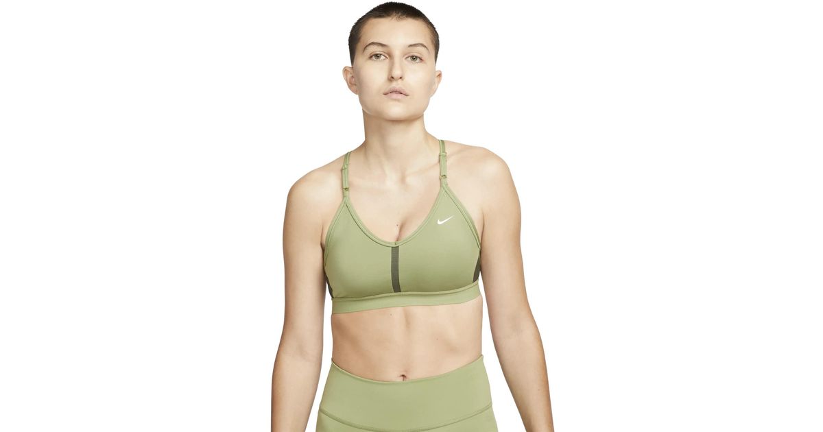Nike Dri-fit Indy Light-support Padded V-neck Sports Bra in Green