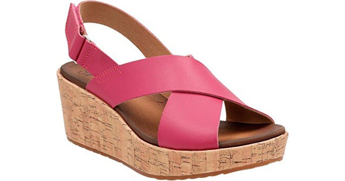clarks pink wedge sandals