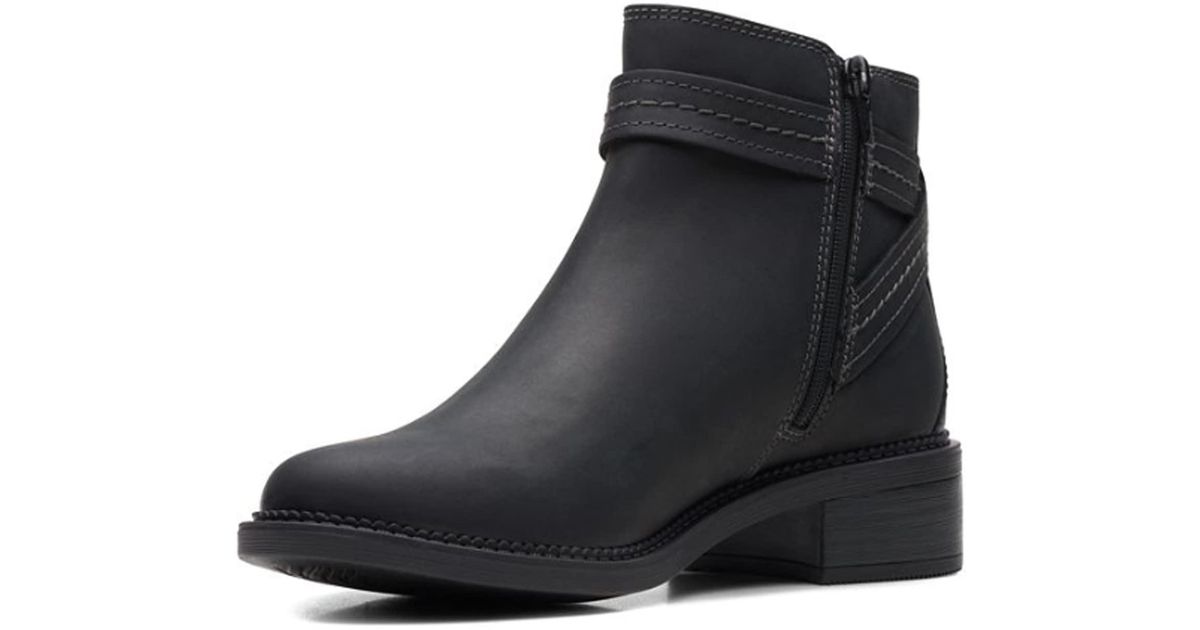 Clarks Suede Maye Strap Ankle Boot in Black Leather (Black) | Lyst