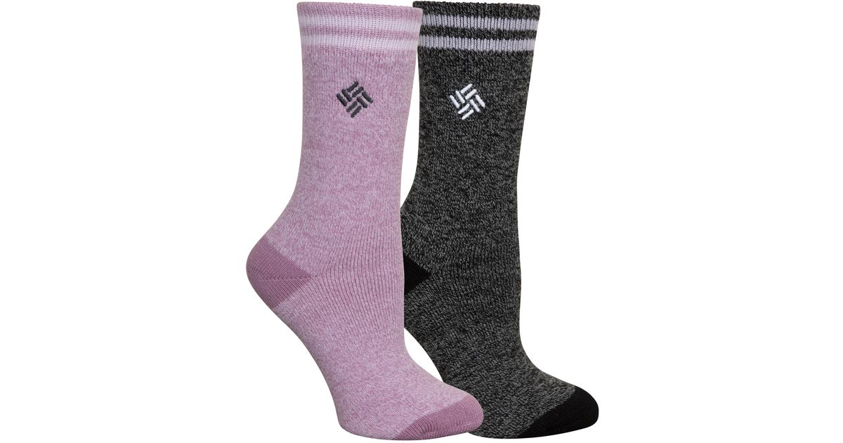Columbia Sports Fleece Lined Thermal Crew Socks 2-pack in Purple
