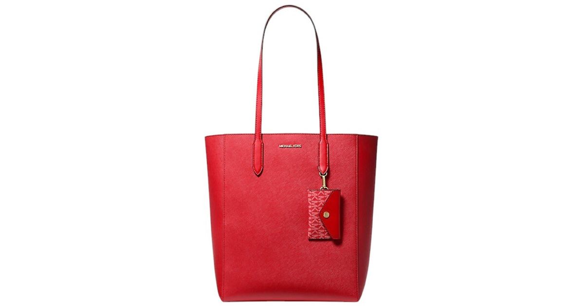 Michael Kors Vincent Large Saffiano Leather Tote Bag With Card Case in Red Lyst UK