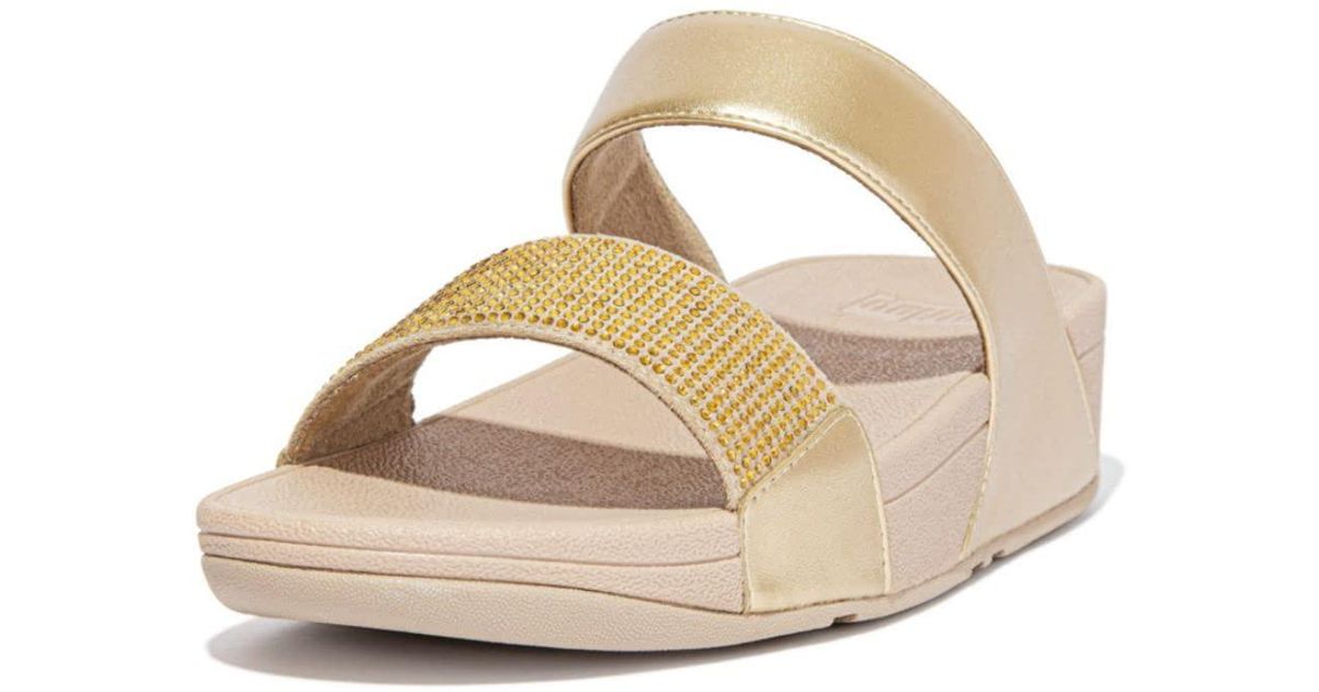 Fitflop Lulu Crystal Embellished Slides | Lyst UK