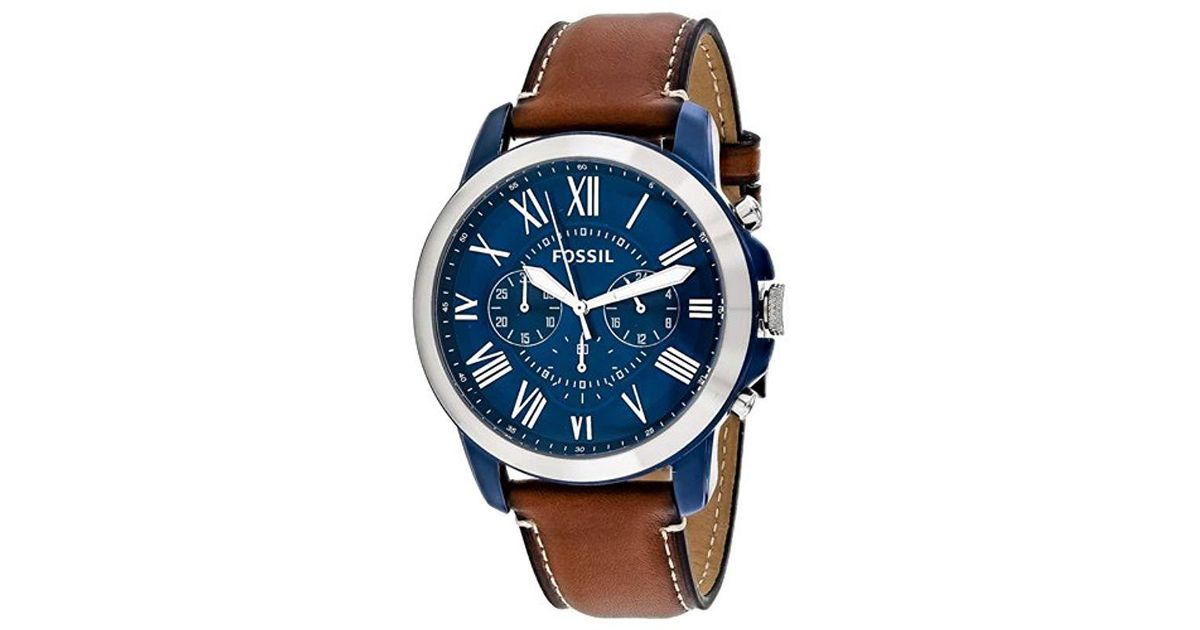 fossil fs5151 grant chronograph leather watch