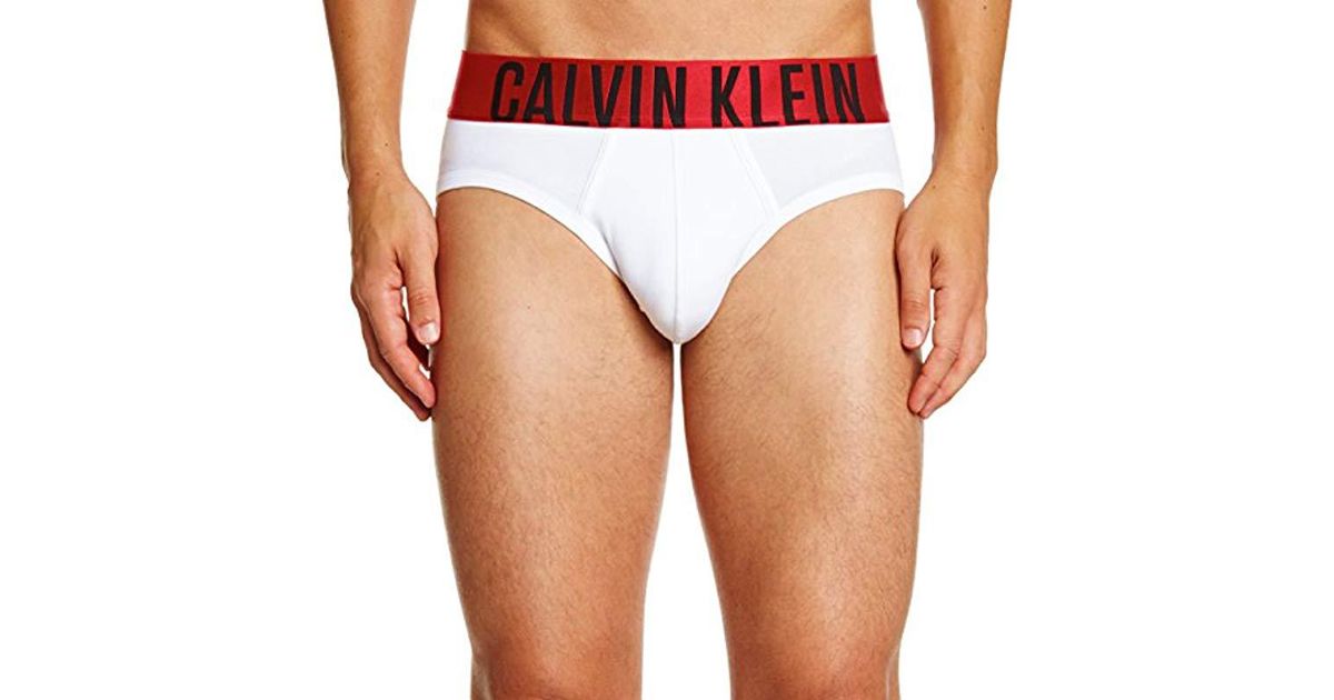 Calvin Klein Cotton Power Red Hip Briefs in White for Men - Lyst