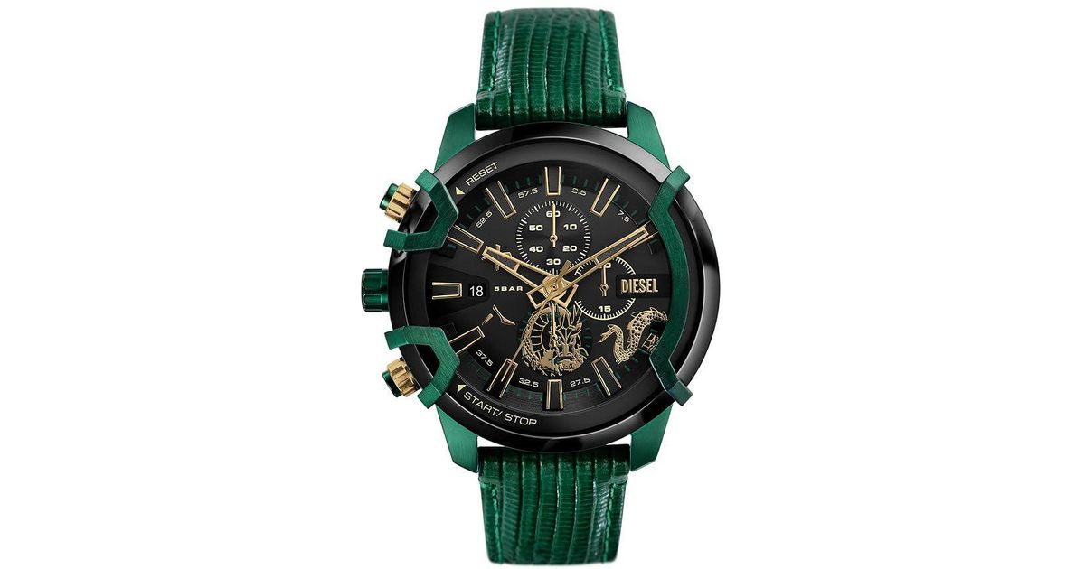 DIESEL Chronograph Quartz Watch With Leather Strap Dz4651 in Green