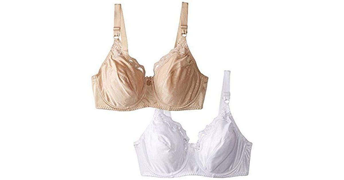 Hanes Lace Trim Underwire Bra 2packwhite/nude Lyst