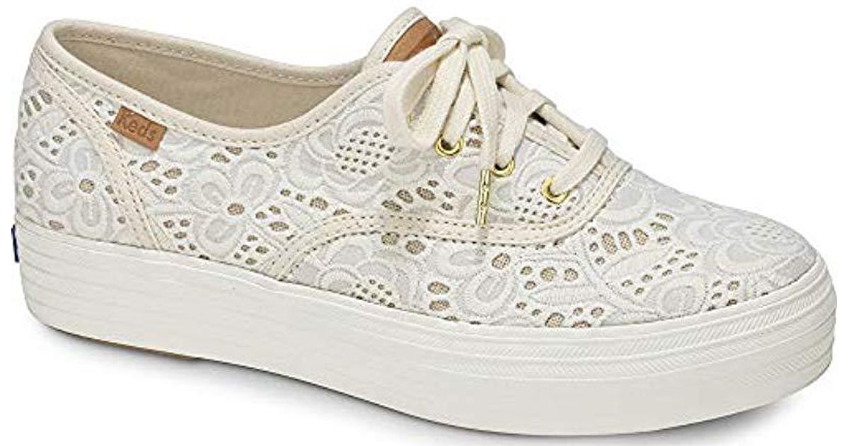 Keds Cotton Triple Embroidered Crochet Sneaker in Cream (Natural) Lyst