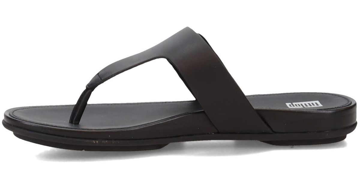 Fitflop Gracie Rubber-buckle Leather Toe-post Sandals in Black | Lyst UK