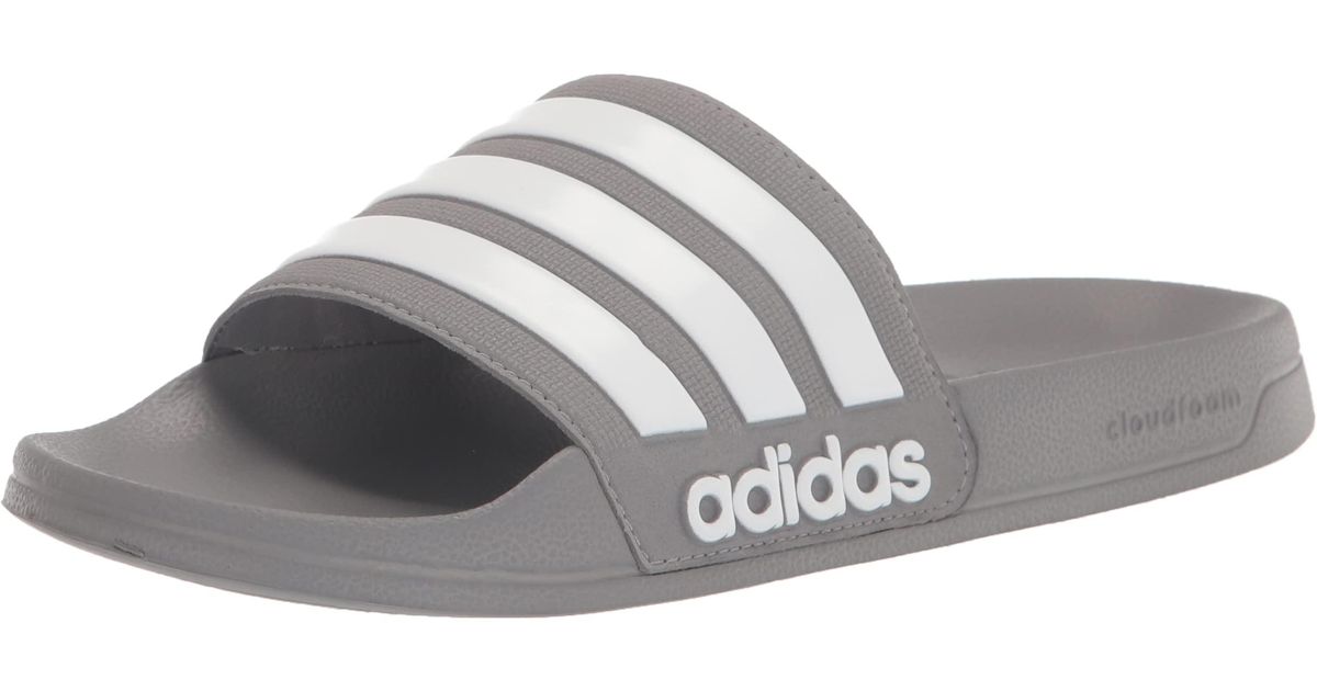 adidas Synthetic Shower Slide Sandal in Grey White Grey (Grey) Lyst UK