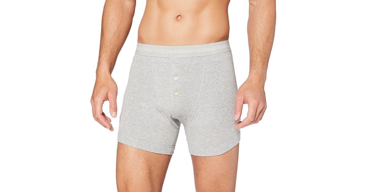 Calvin Klein Button Fly - Long Leg Boxers For - S Boxer Shorts - Boxer  Shorts - Pack Of 1 - Grey in Grey for Men | Lyst UK