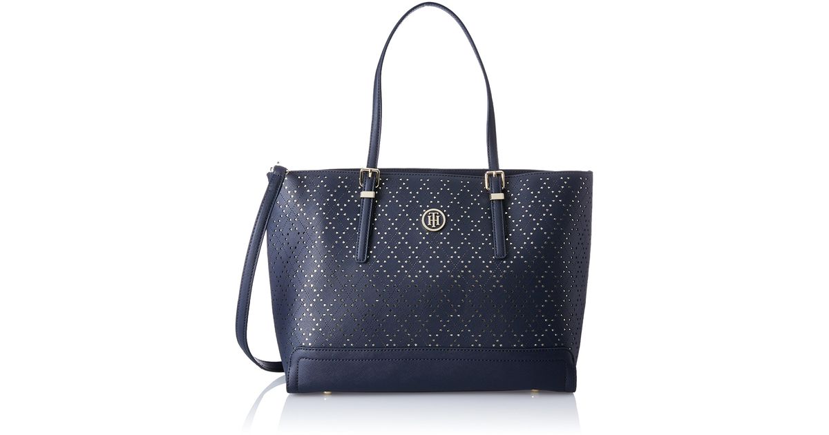 Tommy Hilfiger S Honey Med Tote Perf Canvas And Beach Tote Bag Multicolour  (midnight/gold) in Blue - Lyst
