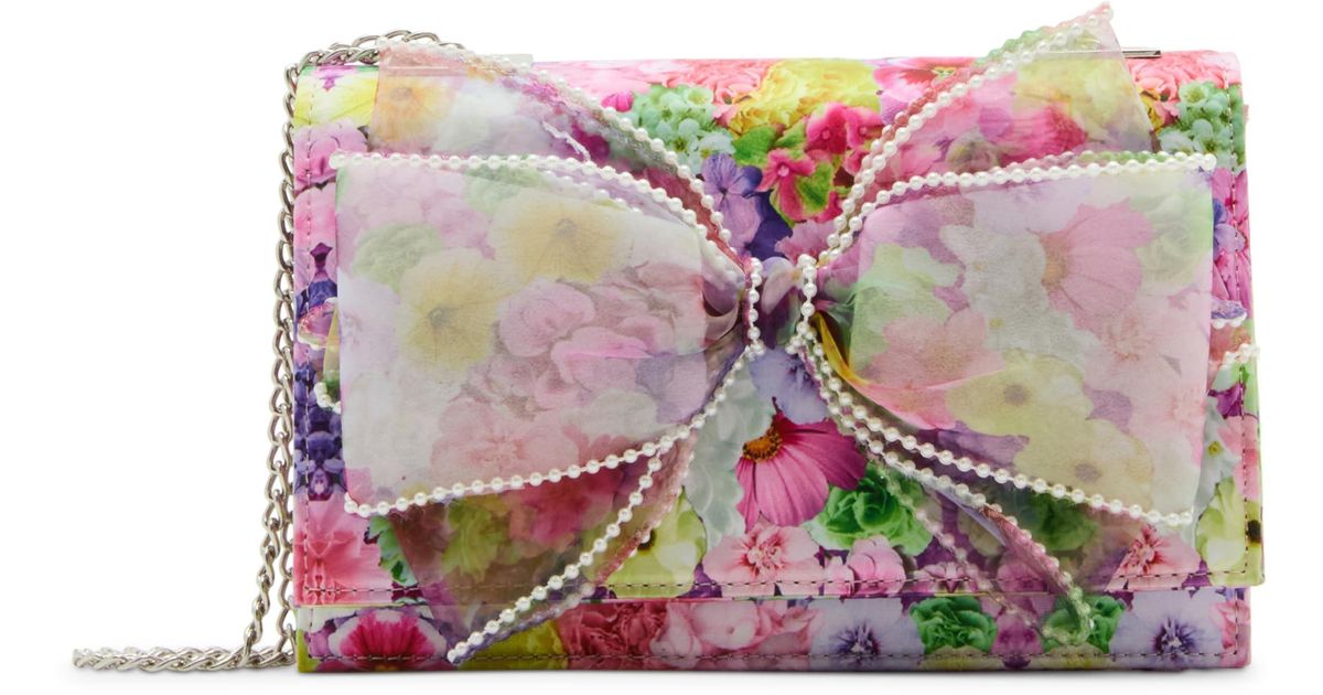 Betsey Johnson Pearl Trimmed Bow Bag in Pink | Lyst