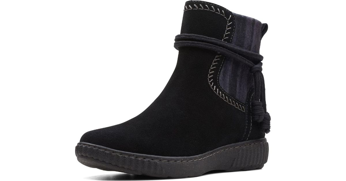 Clarks Suede Caroline Lily Mid Calf Boot in Black Suede (Black) Lyst