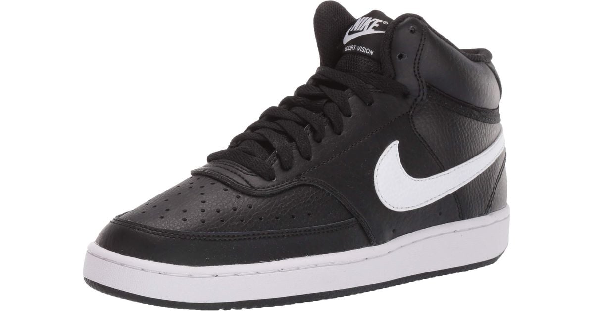 Nike Leather Court Vision Mid Sneaker in Black/White (Blue) - Save 25% ...