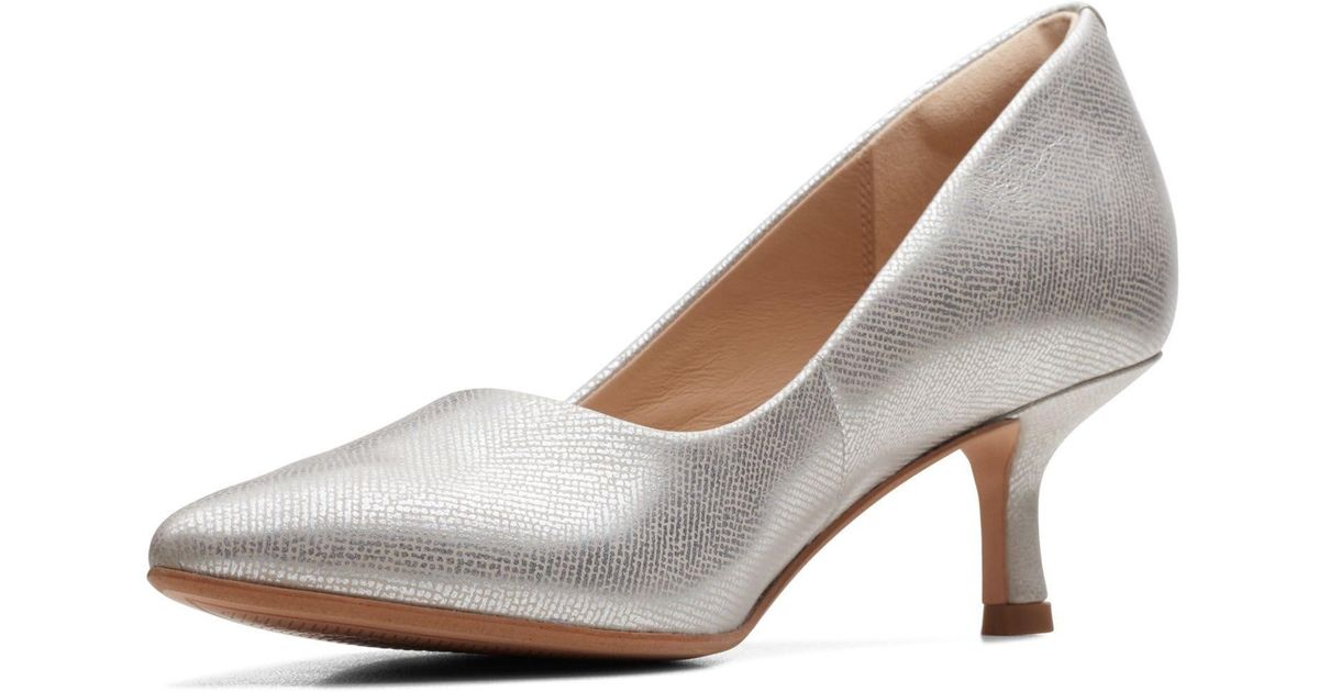 Clarks silver court shoes sale