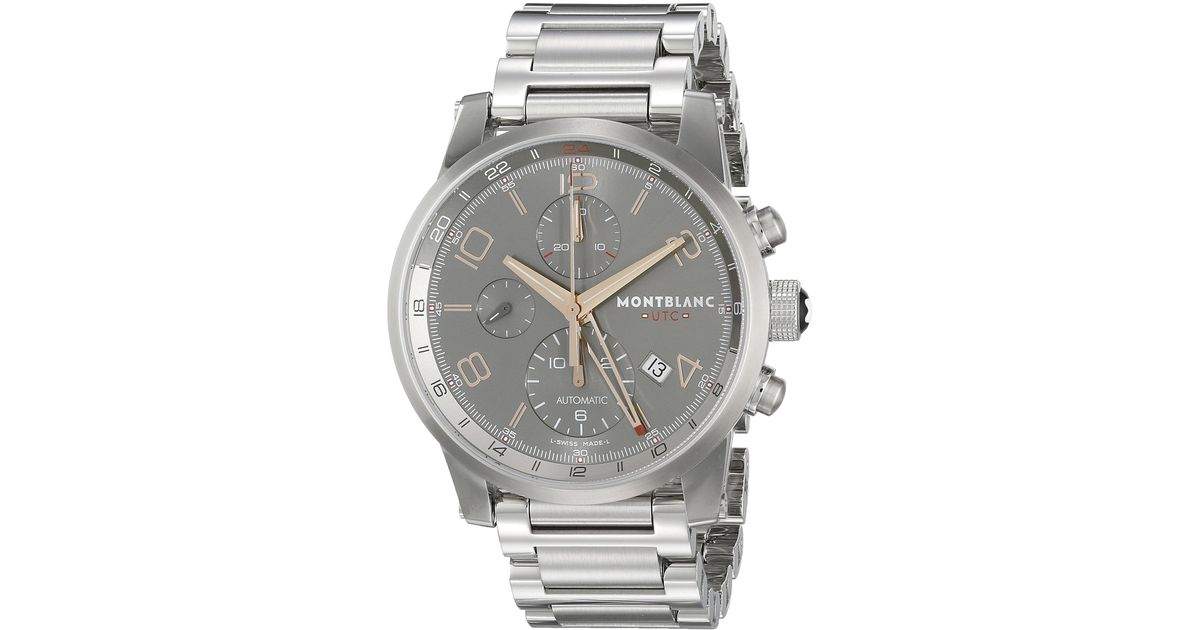 montblanc timewalker chronovoyager utc men's stainless steel swiss automatic watch 107303