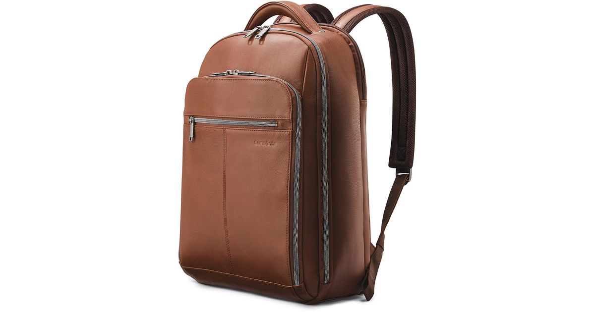 Samsonite Classic Leather Backpack in Cognac (Brown) - Lyst
