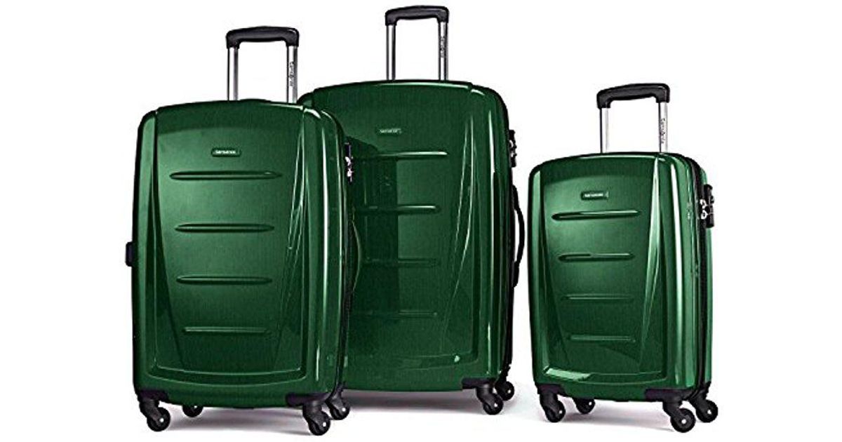 Green Womens Bags Luggage and suitcases Samsonite Rubber Winfield 3 Dlx Hardside Expandable Luggage With Spinners in Emerald 